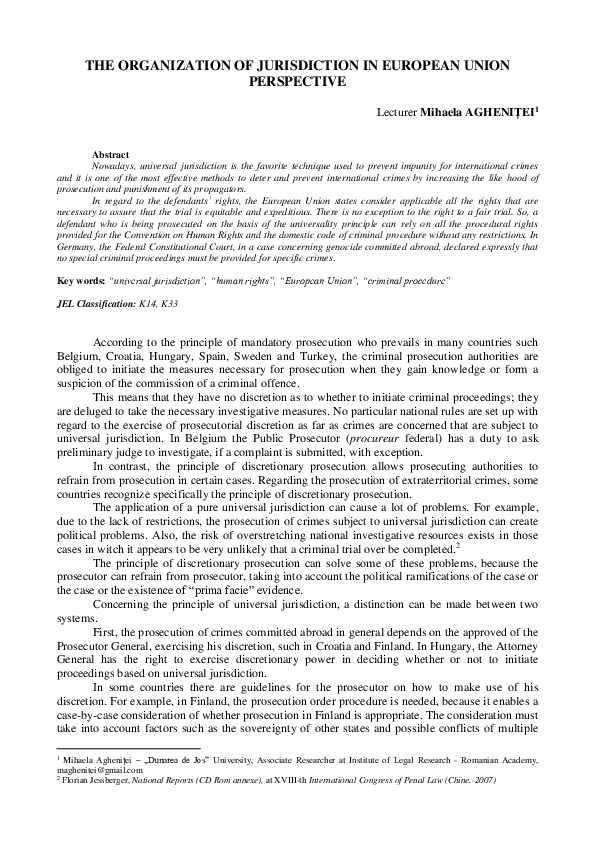 (PDF) The Organization of Jurisdiction from a European Union Perspective