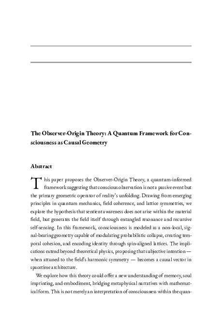 (PDF) The Observer-Origin Theory: A Quantum Framework for Consciousness ...