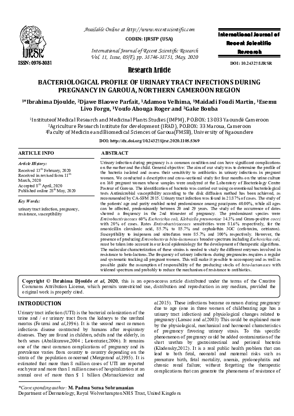 (PDF) BACTERIOLOGICAL PROFILE OF URINARY TRACT INFECTIONS DURING ...