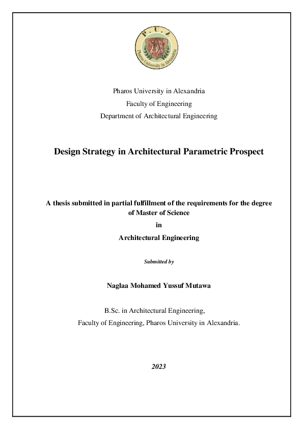 (PDF) Design Strategy in Architectural Parametric Prospect A thesis ...