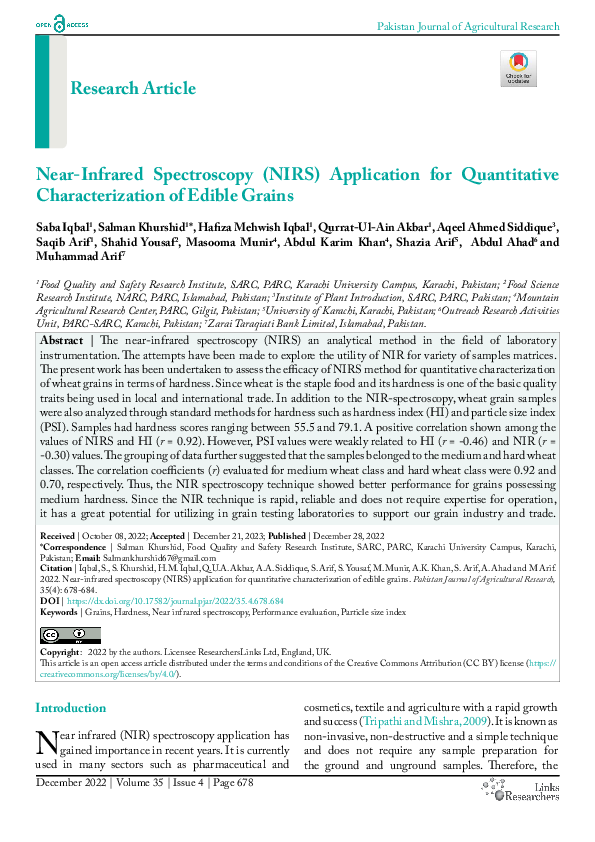 (PDF) Near-Infrared Spectroscopy (NIRS) Application for Quantitative ...