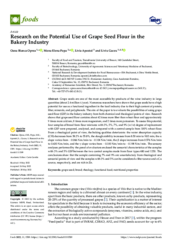 (PDF) Research on the Potential Use of Grape Seed Flour in the Bakery ...