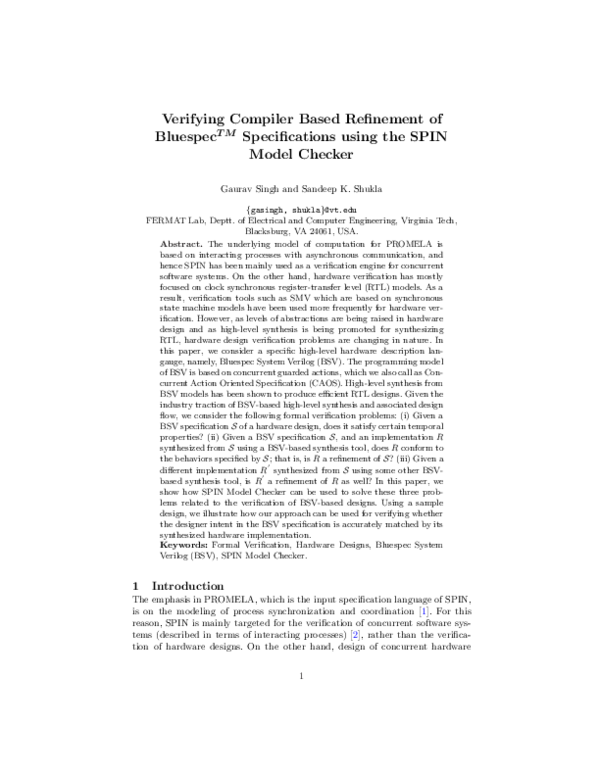 (PDF) Verifying Compiler Based Refinement of Bluespec TM Specifications ...
