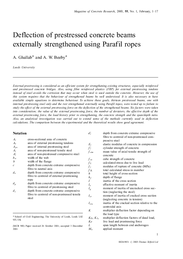(PDF) Deflection of prestressed concrete beams externally strengthened ...
