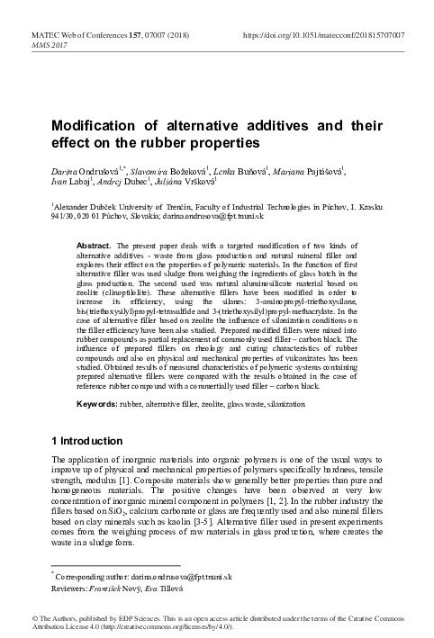 (PDF) Modification of alternative additives and their effect on the ...