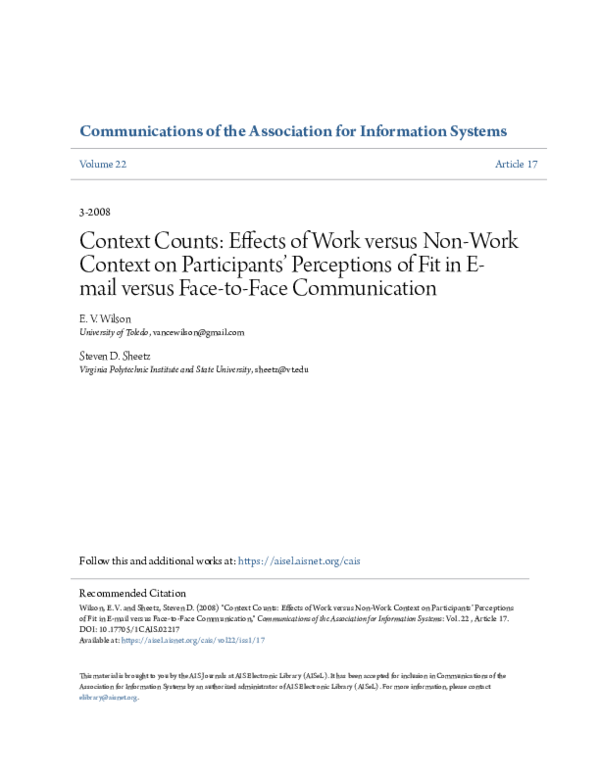 (PDF) Context Counts: Effects of Work versus Non-Work Context on ...