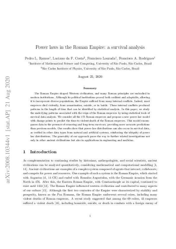 (PDF) Power laws in the Roman Empire: a survival analysis