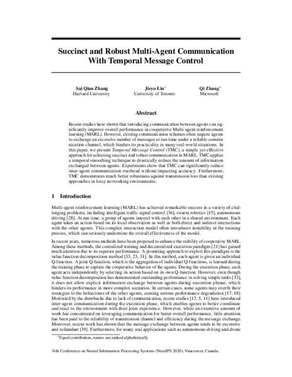 (PDF) Succinct and Robust Multi-Agent Communication With Temporal ...