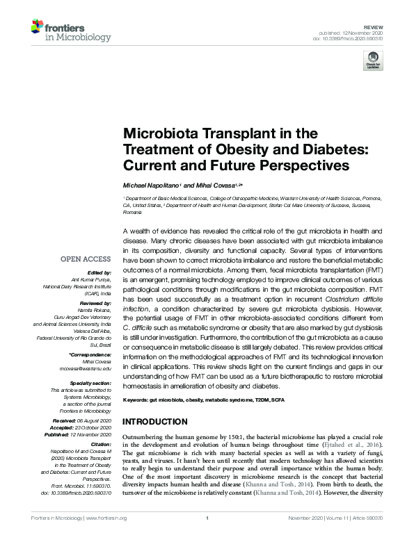 (PDF) Microbiota Transplant in the Treatment of Obesity and Diabetes ...