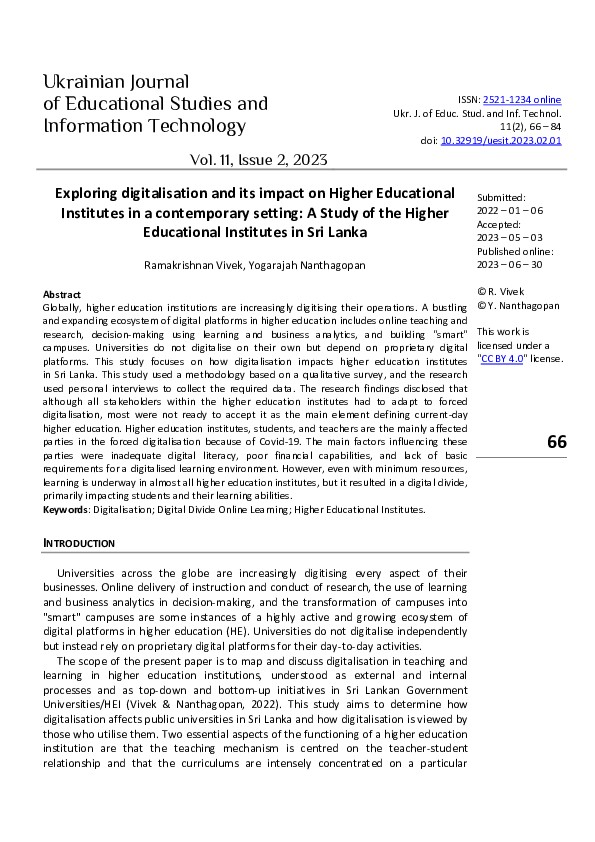 (PDF) Exploring digitalisation and its impact on Higher Educational ...