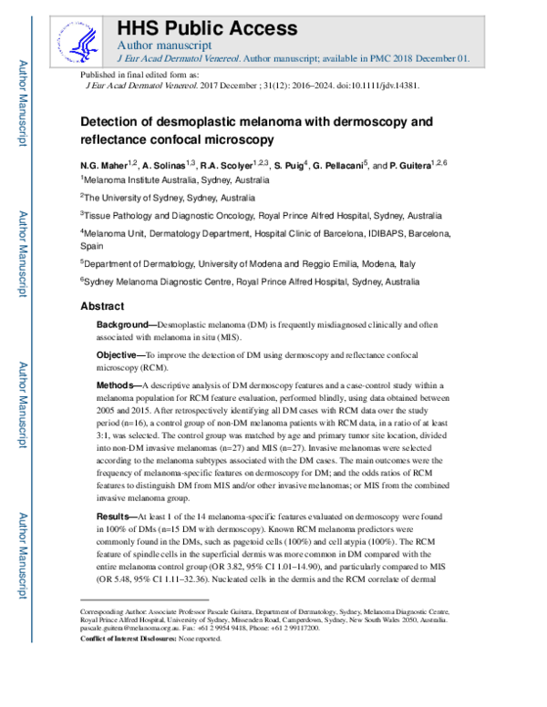 (PDF) Detection of desmoplastic melanoma with dermoscopy and ...