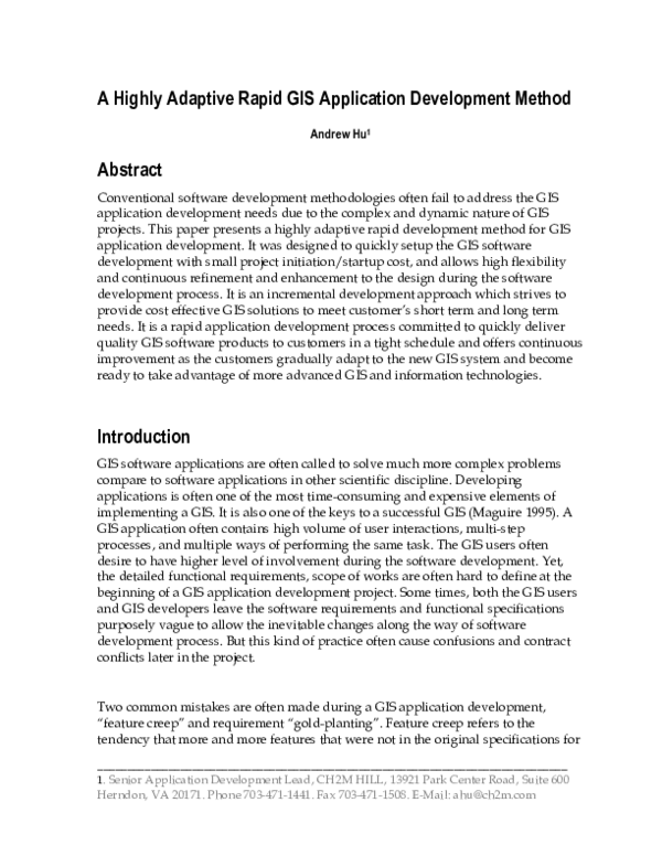 (PDF) A Highly Adaptive Rapid GIS Application Development Method