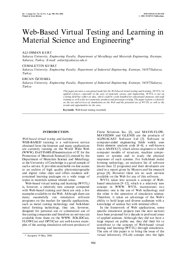 (PDF) Web-Based Virtual Testing and Learning In Material Science and ...