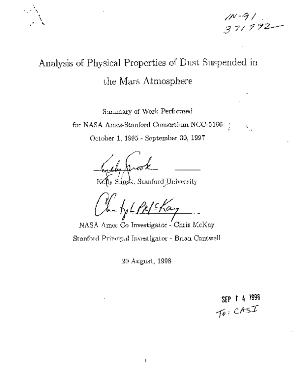 (PDF) Analysis of Physical Properties of Dust Suspended in the Mars ...