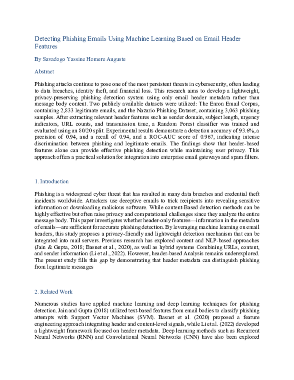 (PDF) Detecting Phishing Emails Using Machine Learning Based on Email ...