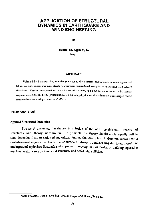 (PDF) Application of Structural Dynamics in Earthquake and Wind Engineering