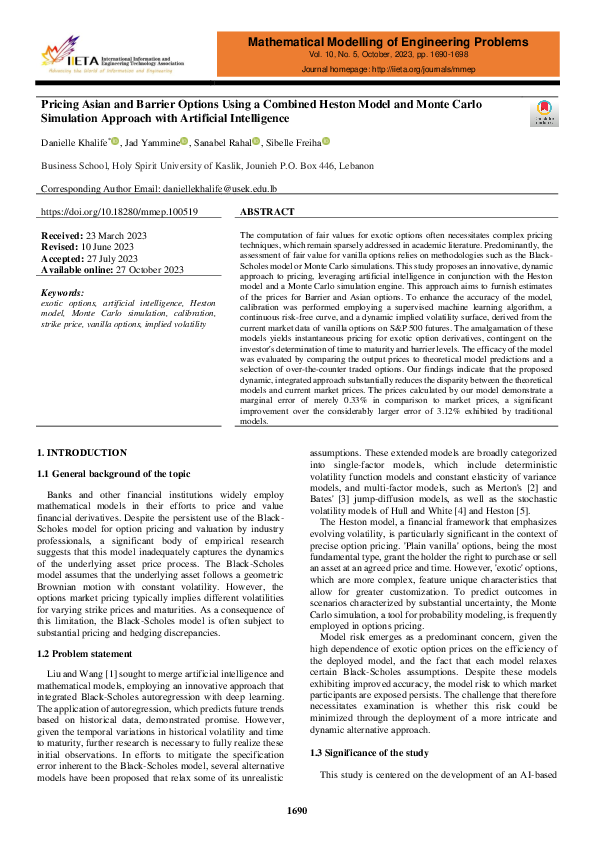 (PDF) Pricing Asian and Barrier Options Using a Combined Heston Model ...