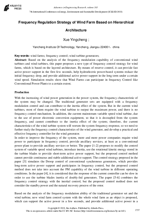 (PDF) Frequency Regulation Strategy of Wind Farm Based on Hierarchical ...