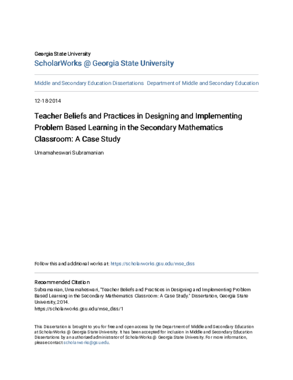 (PDF) Teacher Beliefs and Practices in Designing and Implementing ...