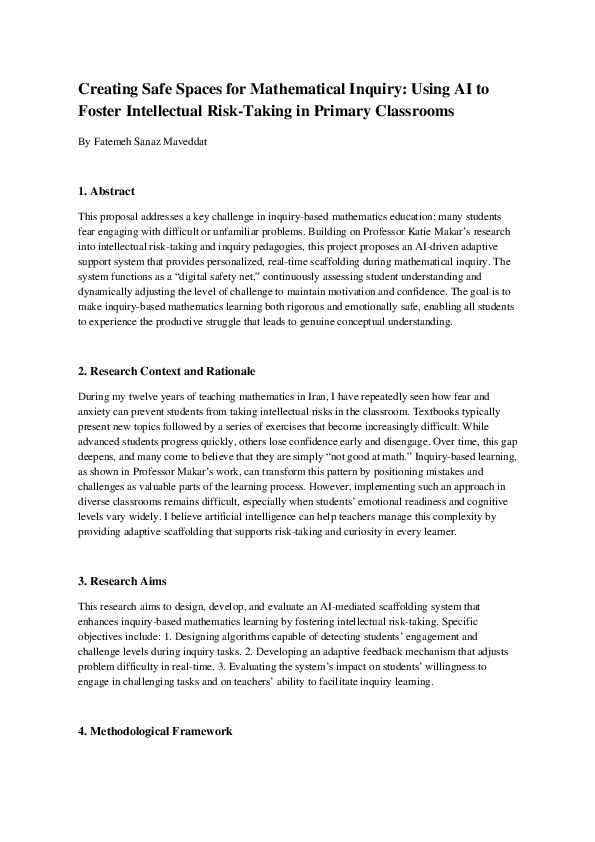 (PDF) Creating Safe Spaces for Mathematical Inquiry: Using AI to Foster ...