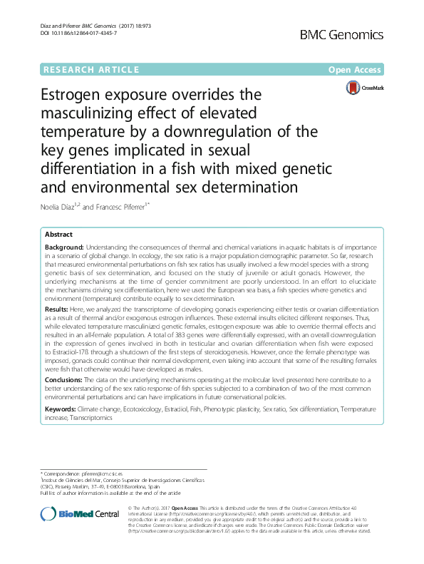 (PDF) Estrogen exposure overrides the masculinizing effect of elevated ...