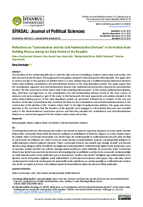 (PDF) SİYASAL: Journal of Political Sciences