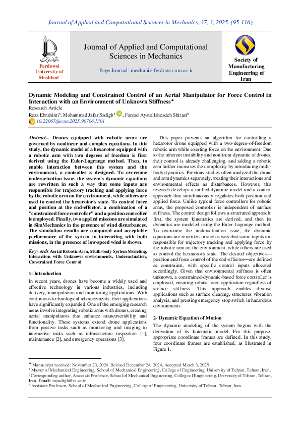 (PDF) Dynamic Modeling and Constrained Control of an Aerial Manipulator ...