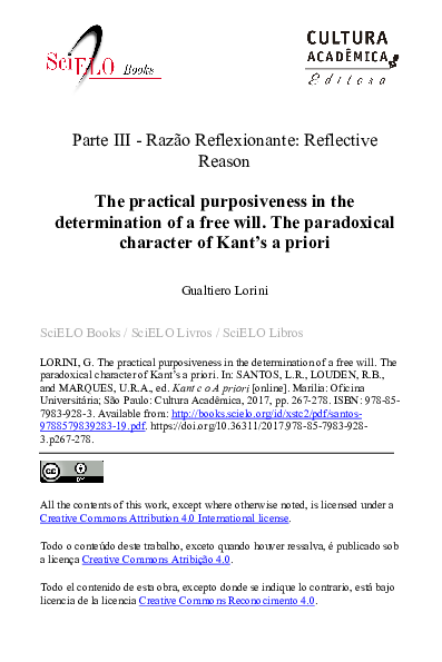 (PDF) The practical purposiveness in the determination of a free will ...