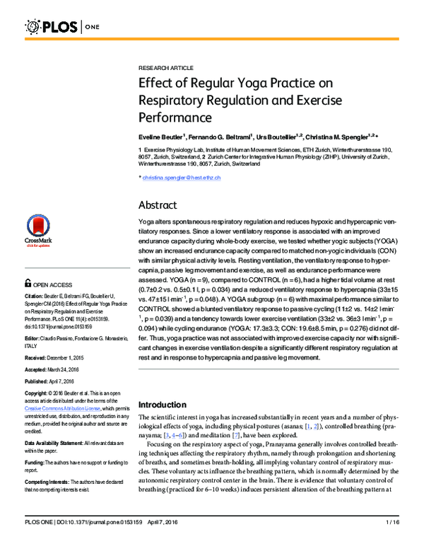 (PDF) Effect of Regular Yoga Practice on Respiratory Regulation and ...