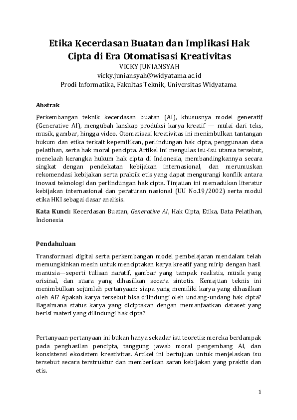 (PDF) Etika Kecerdasan Buatan dan Implikasi Hak Cipta di Era ...