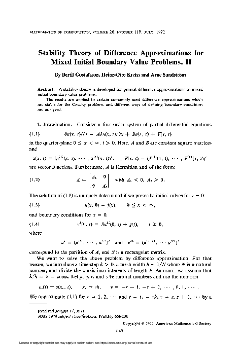 (PDF) Stability Theory of Difference Approximations for Mixed Initial ...