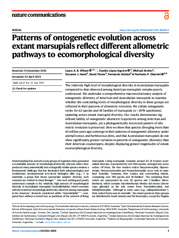 (PDF) Patterns of ontogenetic evolution across extant marsupials ...