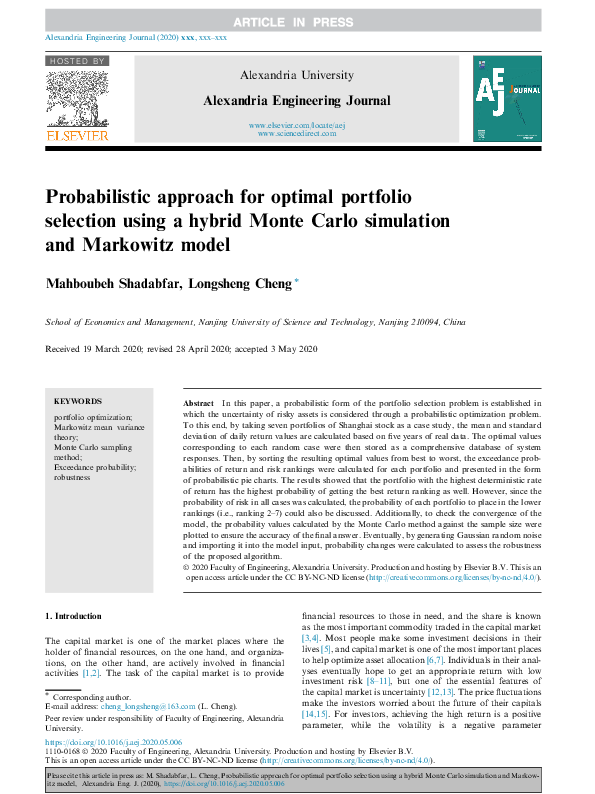 (PDF) Probabilistic approach for optimal portfolio selection using a ...