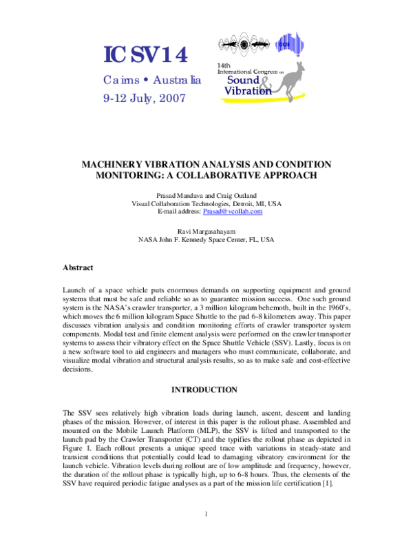 (PDF) Machinery Vibration Analysis and Condition Monitoring: A ...