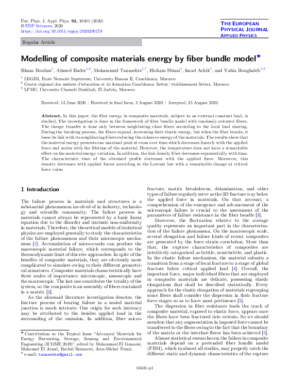 (PDF) Modelling of composite materials energy by fiber bundle model