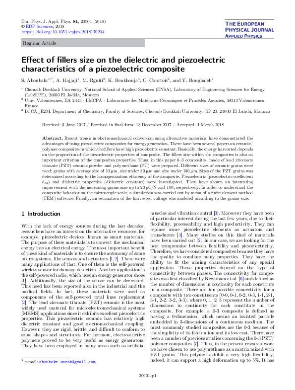 (PDF) Effect of fillers size on the dielectric and piezoelectric ...