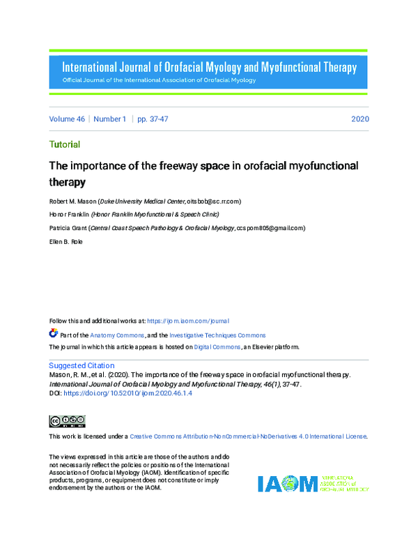 (PDF) The importance of the freeway space in orofacial myofunctional ...