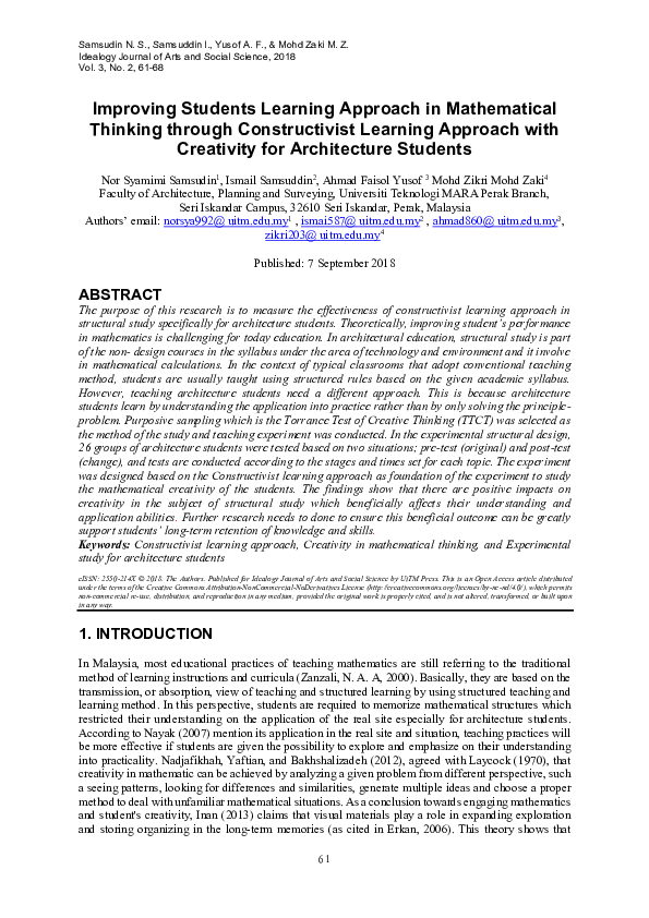 (PDF) Improving Students Learning Approach in Mathematical Thinking ...
