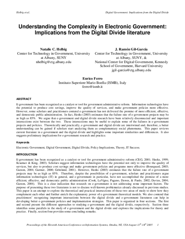 (PDF) Understanding the complexity of electronic government ...