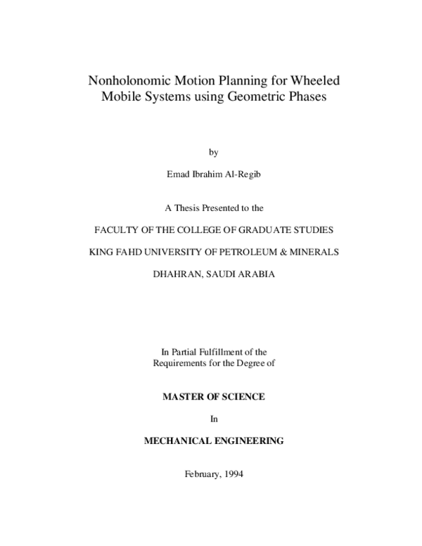 (PDF) Nonholonomic motion planning for wheeled mobile systems using ...