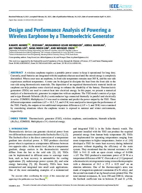 (PDF) Design and Performance Analysis of Powering a Wireless Earphone ...