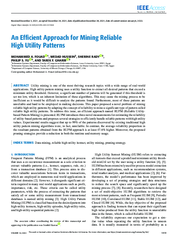 (PDF) An Efficient Approach for Mining Reliable High Utility Patterns
