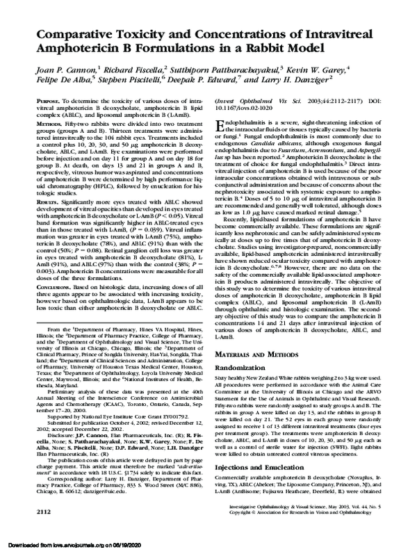 (PDF) Comparative Toxicity and Concentrations of Intravitreal ...