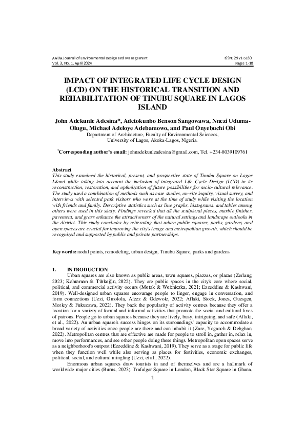 (PDF) IMPACT OF INTEGRATED LIFE CYCLE DESIGN (LCD) ON THE HISTORICAL ...