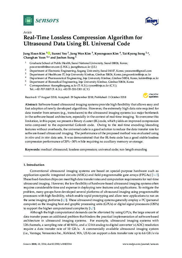 (PDF) Real-Time Lossless Compression Algorithm for Ultrasound Data ...