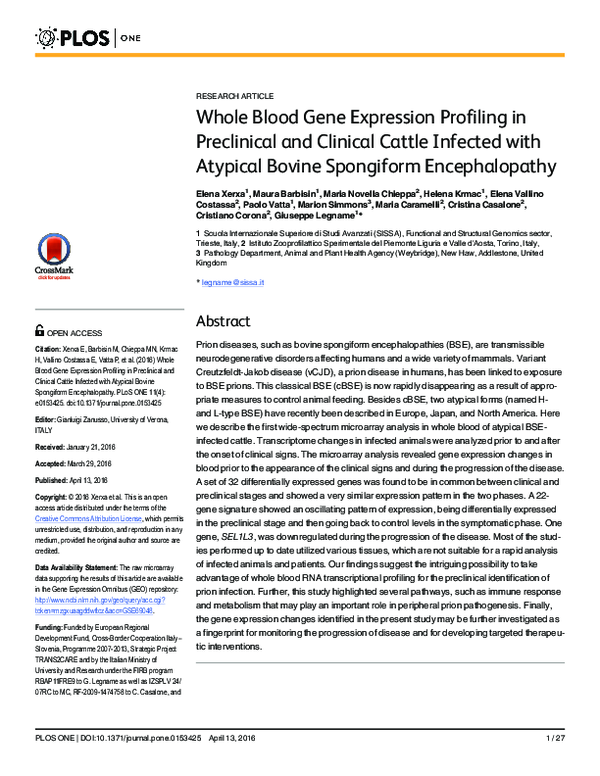 (PDF) Whole Blood Gene Expression Profiling in Preclinical and Clinical ...