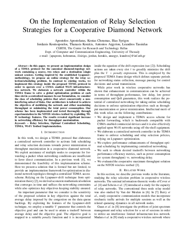 (PDF) On the implementation of relay selection strategies for a ...
