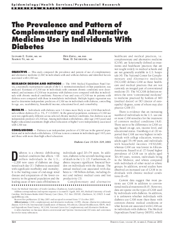 (PDF) The Prevalence and Pattern of Complementary and Alternative ...