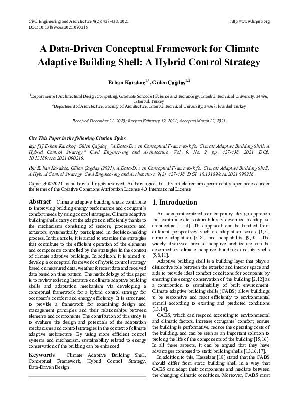 (PDF) A Data-Driven Conceptual Framework for Climate Adaptive Building ...