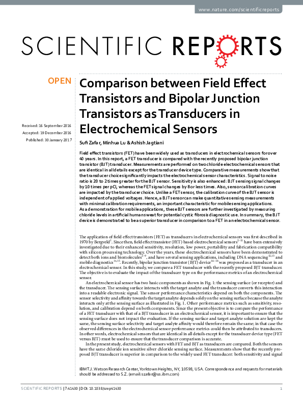 (PDF) Comparison between Field Effect Transistors and Bipolar Junction ...